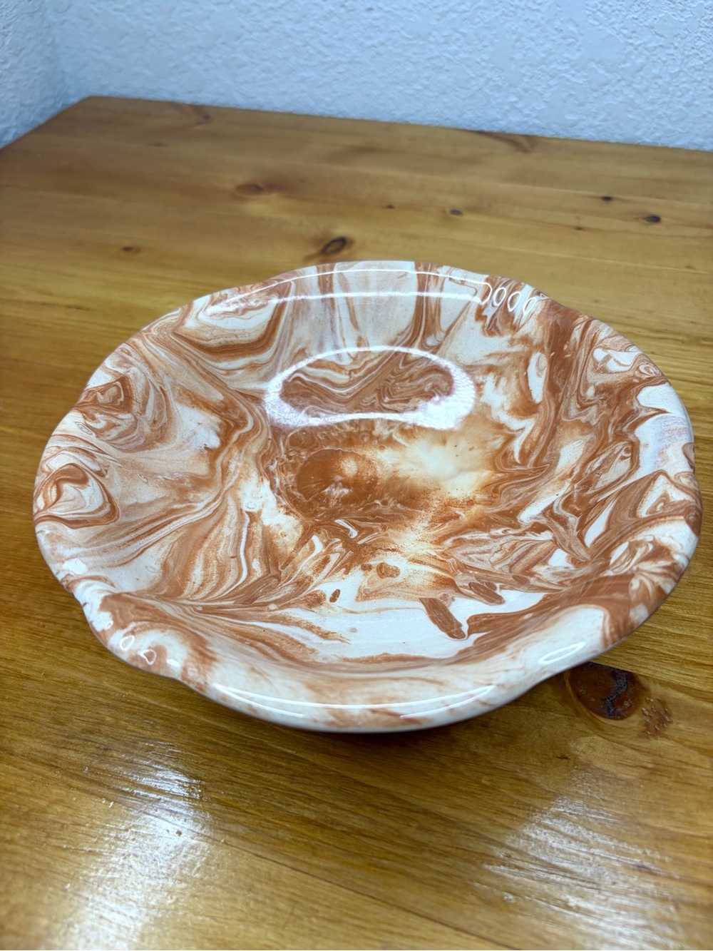 Vintage 1975 Alaskan Native Clay Pottery Bowl Ceramic Marble Cream and Brown - Picture 3 of 6